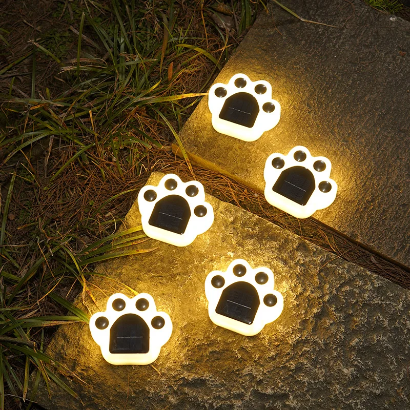 LED solar light panda cat paw print light step step lamp stairs courtyard garden decoration outdoor waterproof