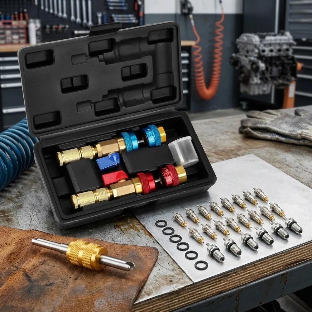 Valve Core Extraction Tool Set for For vehicle Air Conditioning System Maintenance and Component Replacement
