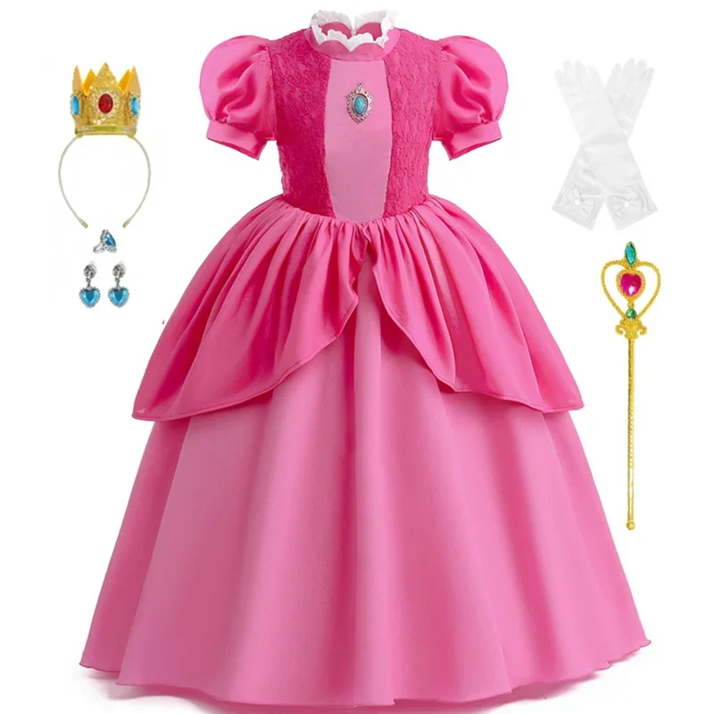 فستان أميرة الخوخ للبنات ، زي تنكري ، فساتين طويلة ، عيد ميلاد ، عيد هالوين ، كرنفال ، ملابس حفلة عيد الميلاد ، الصيف