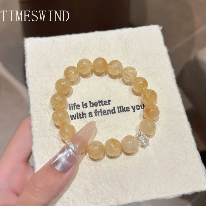 

TIMESWIND Original Yellow Crystal Natural Round Beaded Wealth Women Fashion Jewelry Bracelet with Certificate