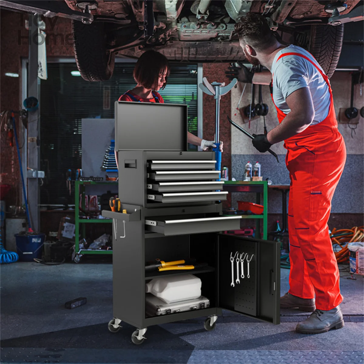 

Rolling Tool Chest with 5 Sliding Lockable Drawers toolbox storage tools box organizer garage storage pelican case tool-box set