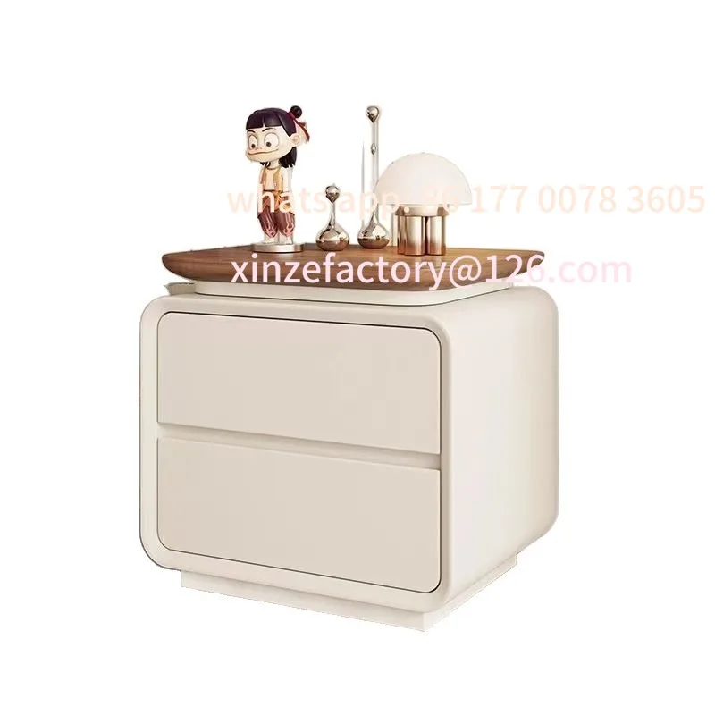 Customizable modern minimalist style bedside table all solid wood free installation
