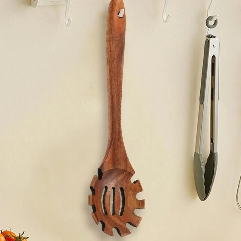 Cuchara de madera para Pasta, cuchara para Fideos de cocina de 12,6 pulgadas, cucharones de madera para mezclar, agitar, degustación y hornear, cucharas con mango largo