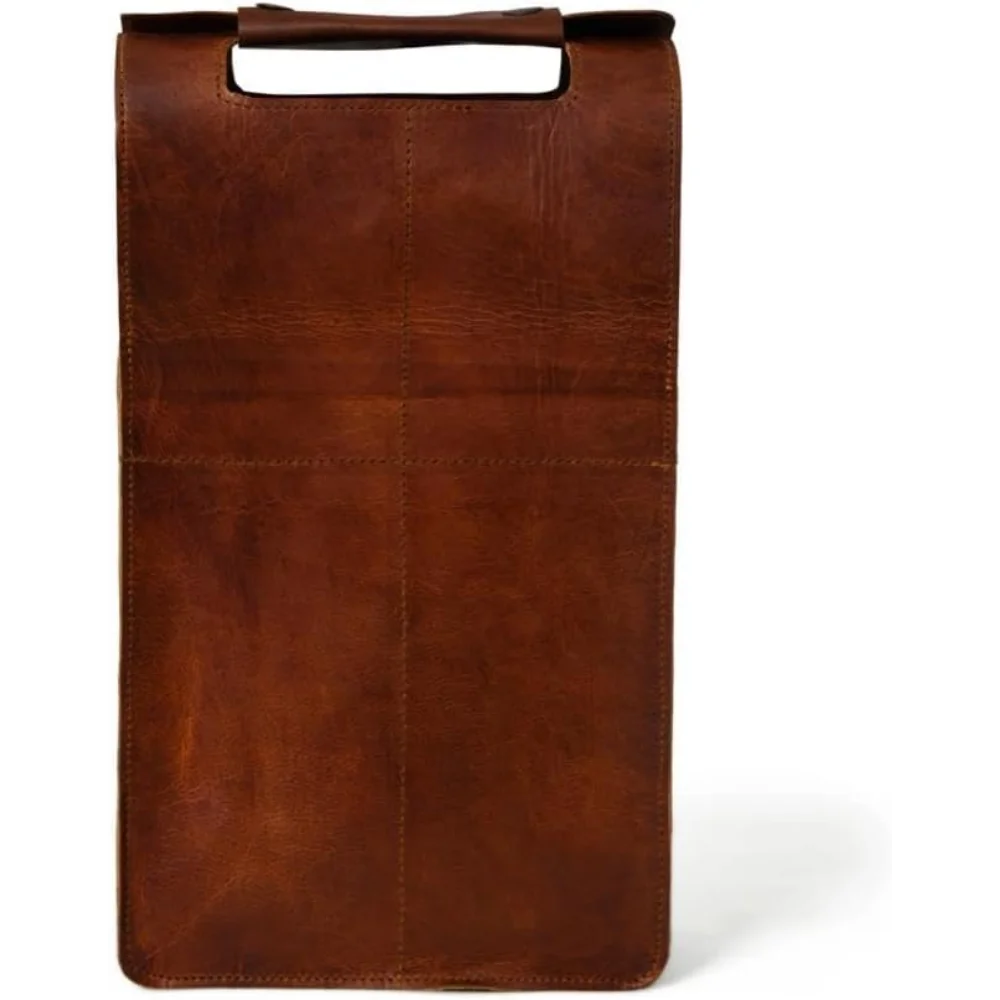 

Leather Wine Bottle Holder Bag – Brown Vintage Style Single Bottle Carrier – Handmade Portable Wine Tote