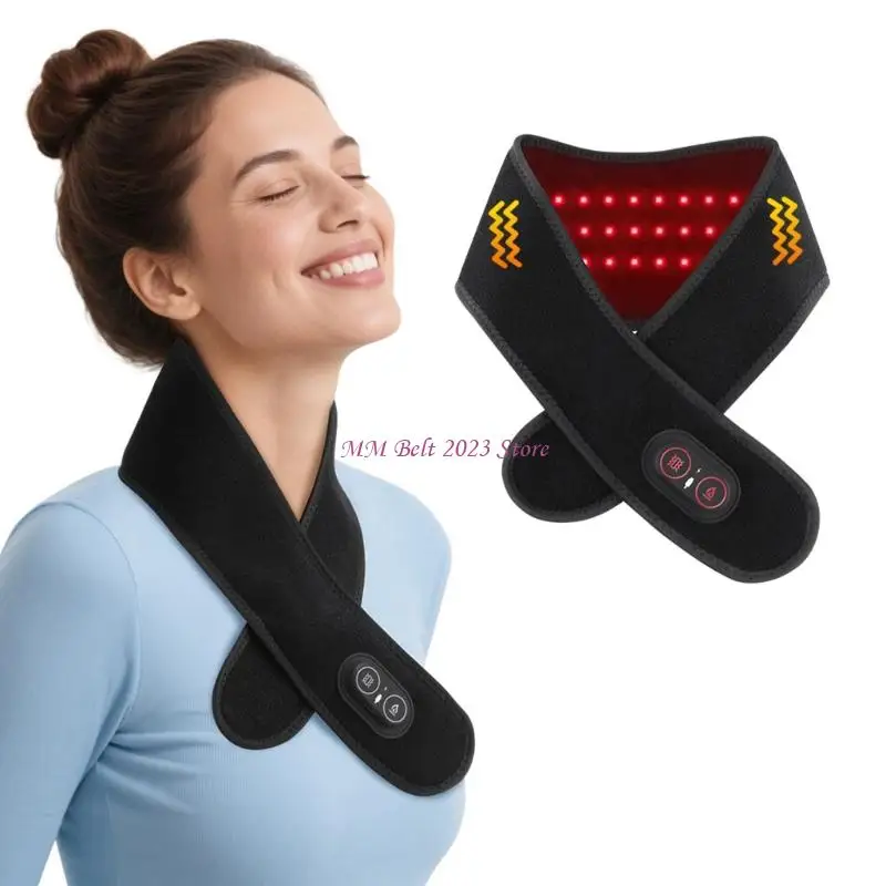 

49ME перезаряжаемый грелка для шеи с инфракрасной светодиодной терапией, 3-скоростной вибрационный массажер с регулируемой для в