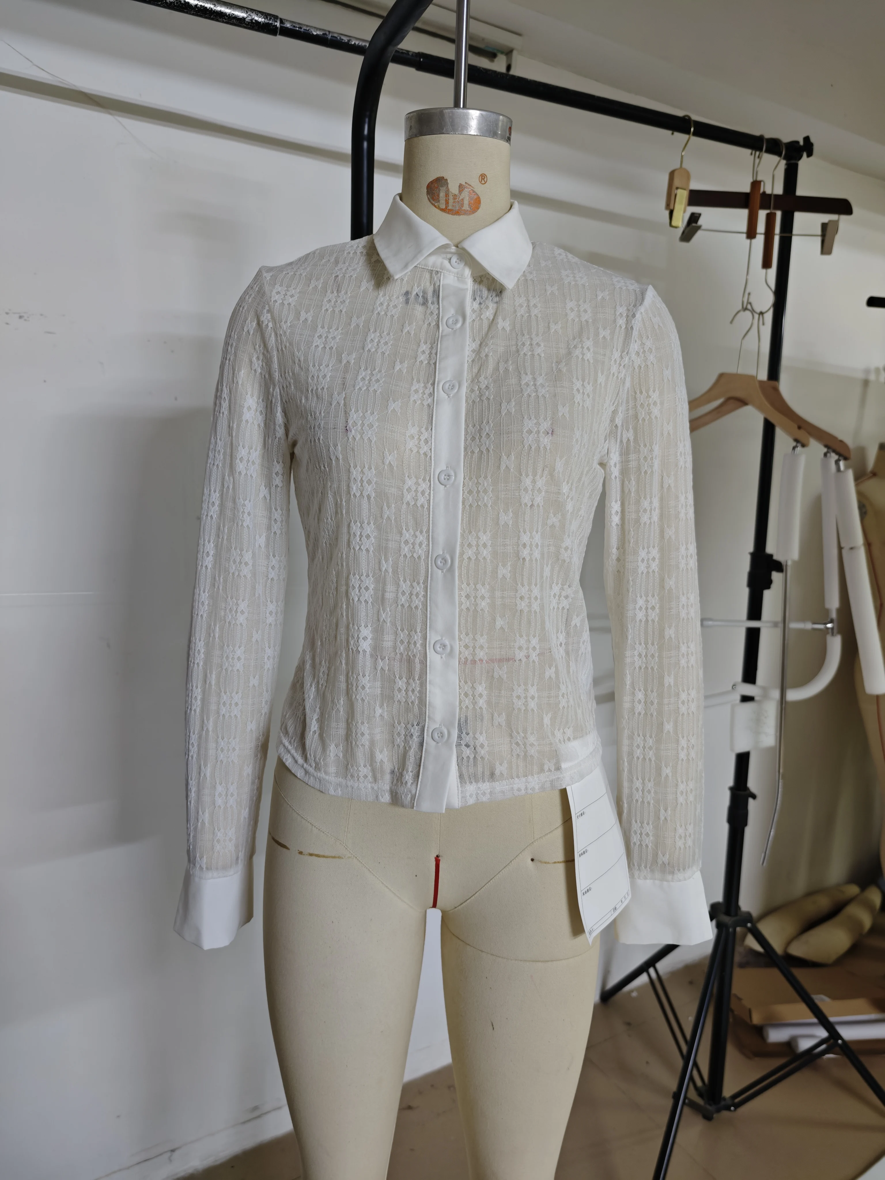 

Women's Button Down Lace Shirts Long Sleeve V Neck Solid Color Slim Fit Tops Fall Shirts