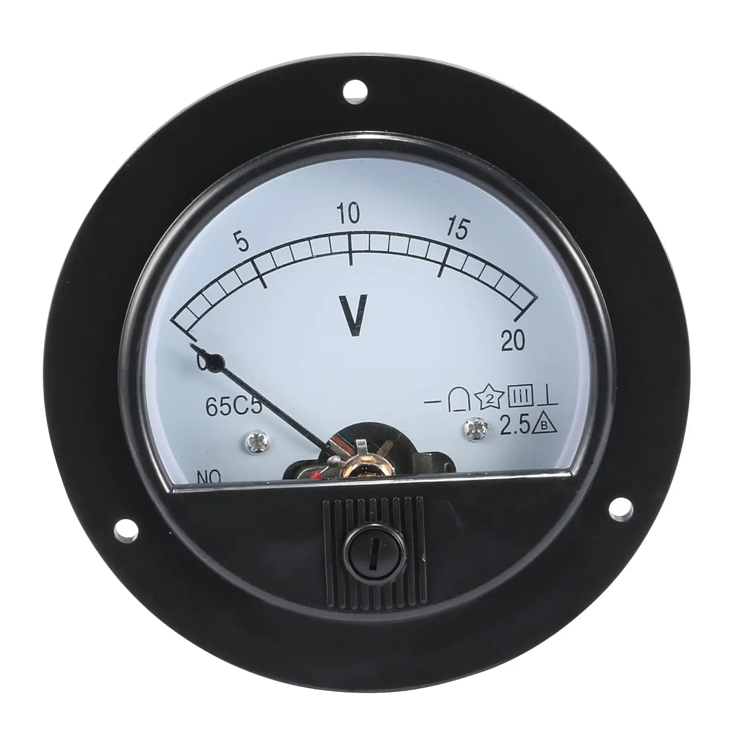 65C5 Analogue Panel Meter Volt Voltage Gauge Analog Voltmeter DC 0-20V 30V 50V 100V 500V Round Voltmeter