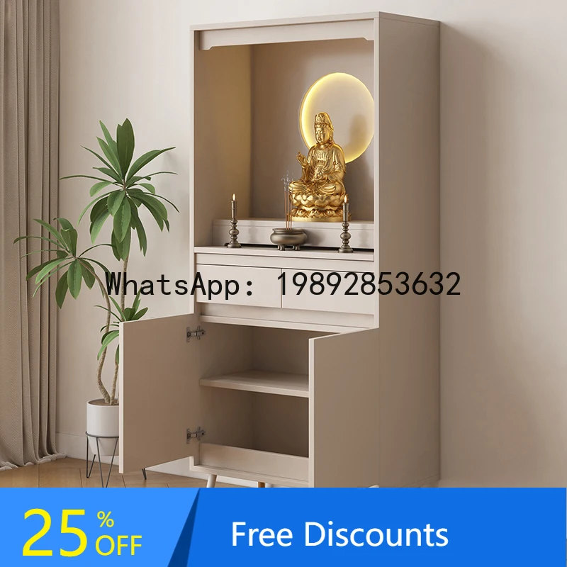 Solid Wood Buddha Shrine New Chinese Style Standing Cabinet Living Room Offering Table Altar Cabinet Home Worship Cabinet
