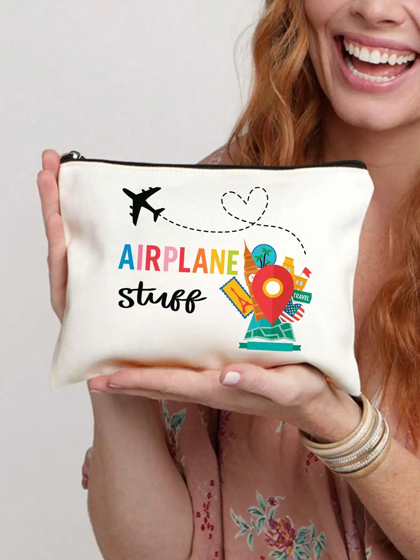 

Airport Themed Travel Storage Bag Multifunctional Makeup Bag Storage Bag Zipper Wash And Makeup Passport Set - Women's/Men's