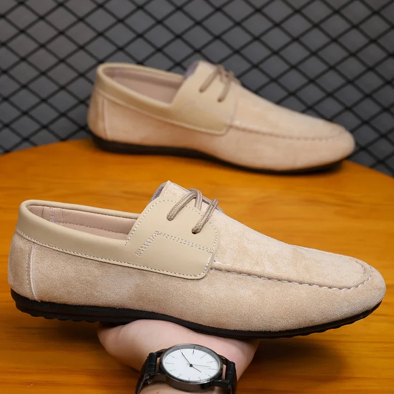 

Suede Leather Shoes For Men Loafers Comfy Slip-on Men's Casual Shoes Breathable Moccasins Man Lazy Shoes Non-slip Driving Shoes