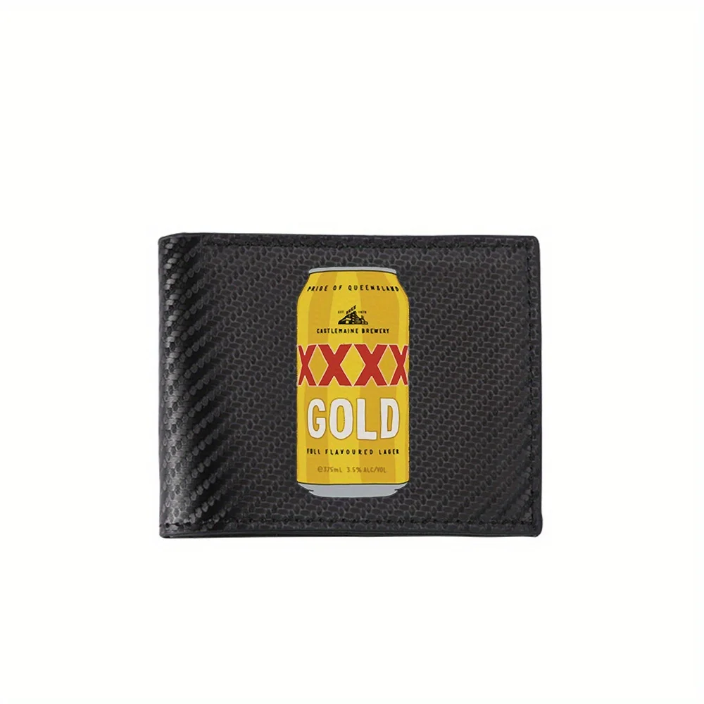 Beer can,text,gold,brand XXXX Men's Wallets Simple Business Modern Stylish Printing Design Gifts For Father Boyfriend Christmas