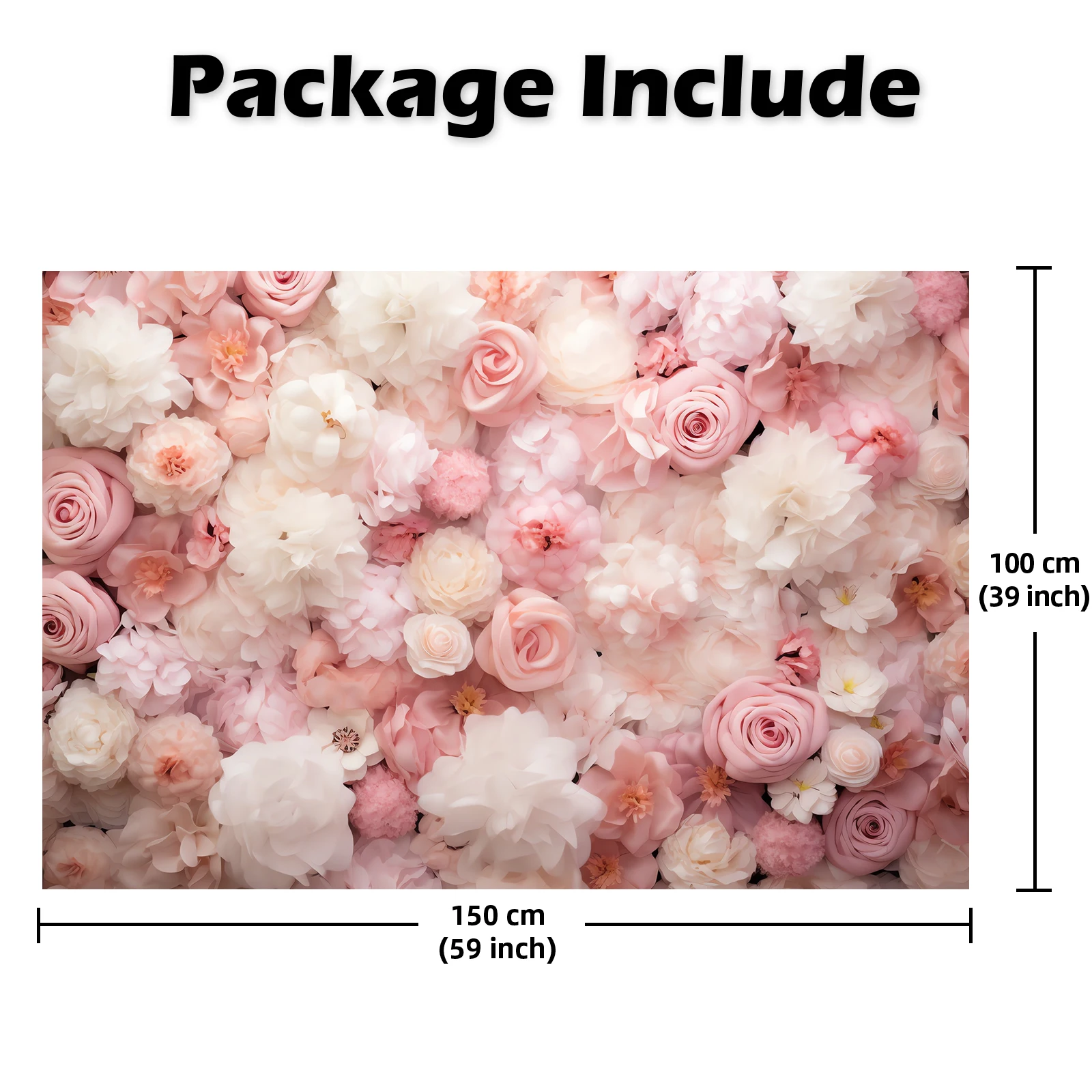 5x3ft Flower Wall Backdrop Spring Pink Rose Portrait Banner Photography Background Wedding Floral Wall Bridal Shower Party Decor