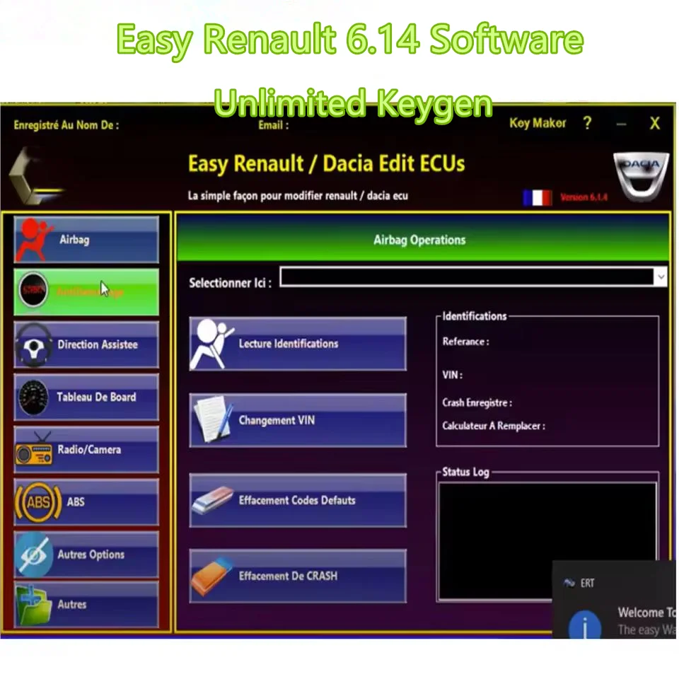 

Car Software Easy Renault 6.14 for Renault ECU Programmer Clear Crash Airbag Card Keys UCH Cleaner WORK with OBDLink Renolink