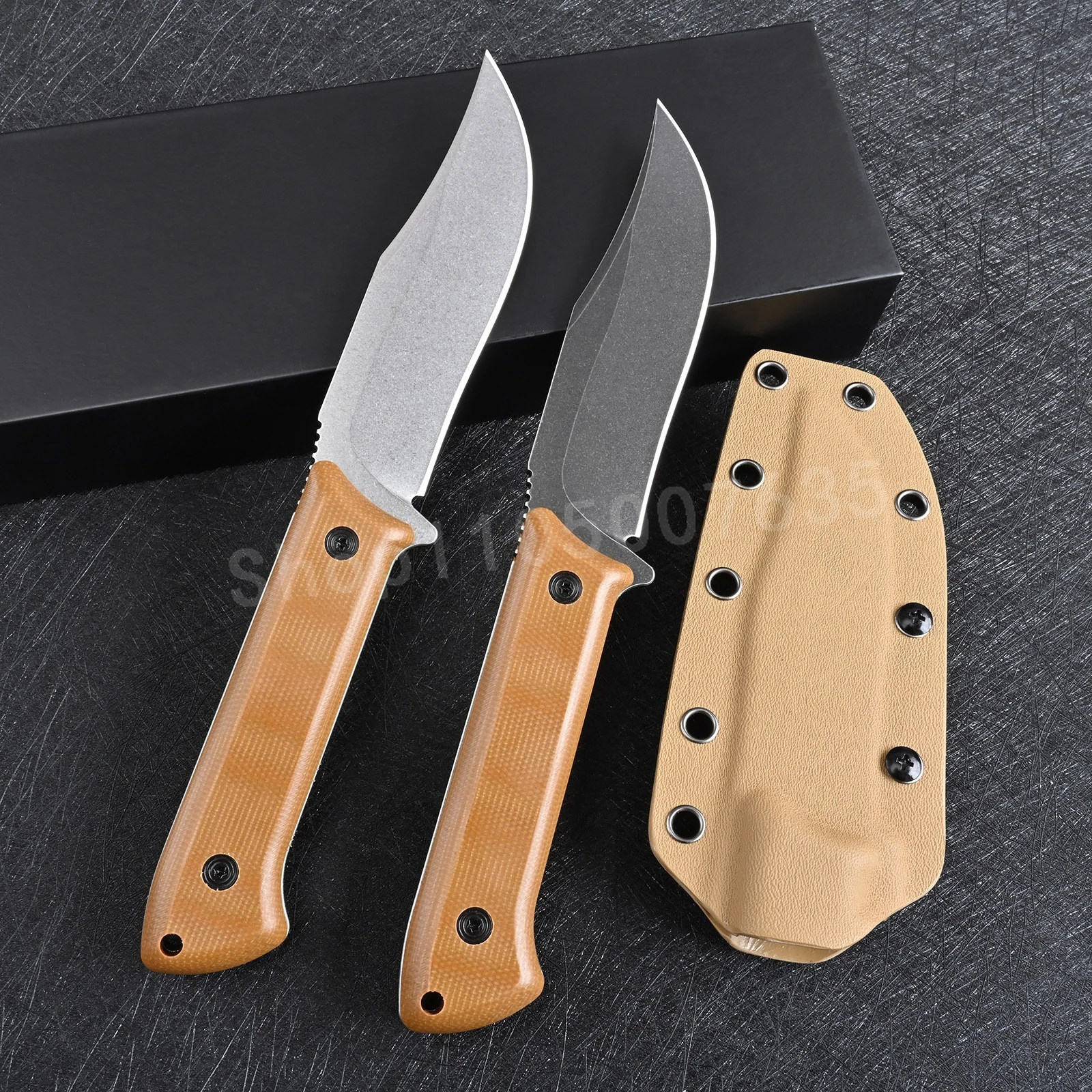 

BK 104 Sheathed Straight Knife - 8Cr13Mov Blade Yellow G10 Handle for Outdoor Camping Wild Survival and Multi-Purpose Exploring
