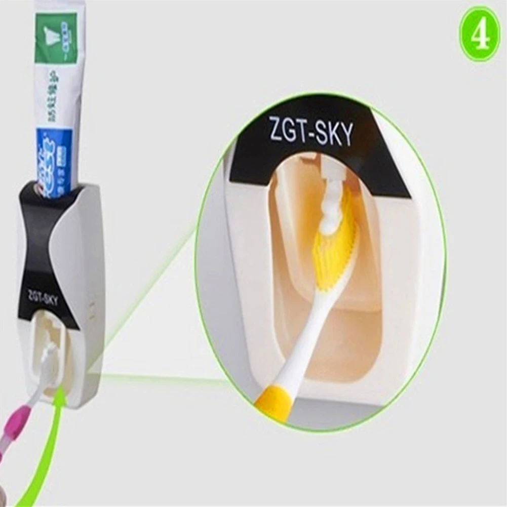 Automatic Auto Toothpaste Dispenser +Toothbrush Holder Set Wall Mount Wine Dispenser Storage Rack Bathroom Accessories