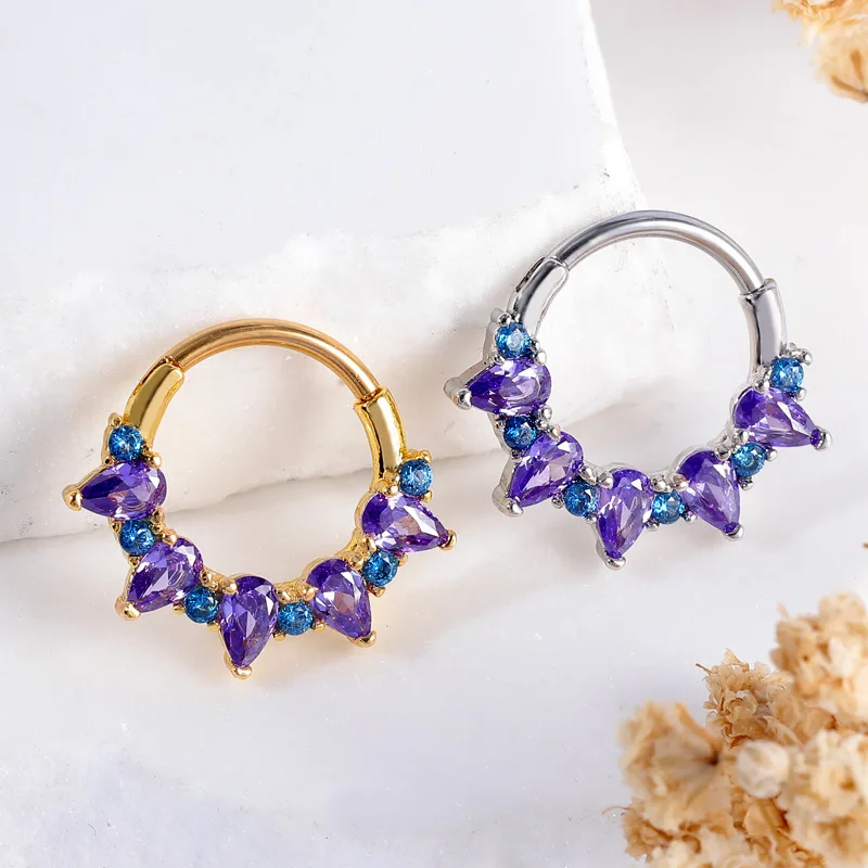 Titanium Stainless Steel Septum Piercing Nose Rings for Women Colorful Cubic Zirconia Septum Nose Rings Nose Piercing jewelry
