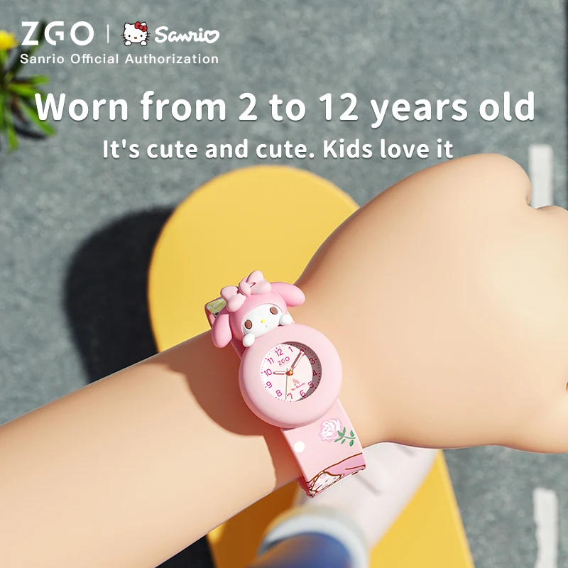 ZGO x Sanrio  Melody Kids Watch for girls, with a design-sense rubber strap, children waterproof watch, Birthday Gift 307