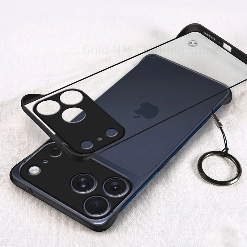 

Frameless Matte Cases For iPhone 17 Pro Max Ring Holder Phone Case For Apple 16 Pro Max 17 15 14 13 12 Frosted Shockproof Cover