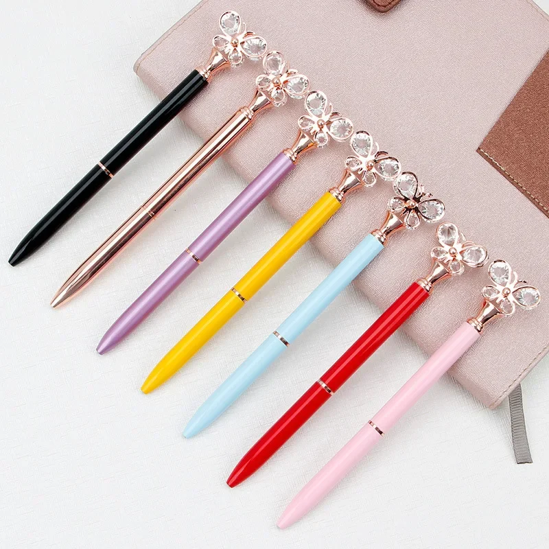 24PCS 2020 New Style Ballpoint Pen Office Supplies Creative Diamond Butterfly Pen Advertising Promotion Fashion Metal Pen