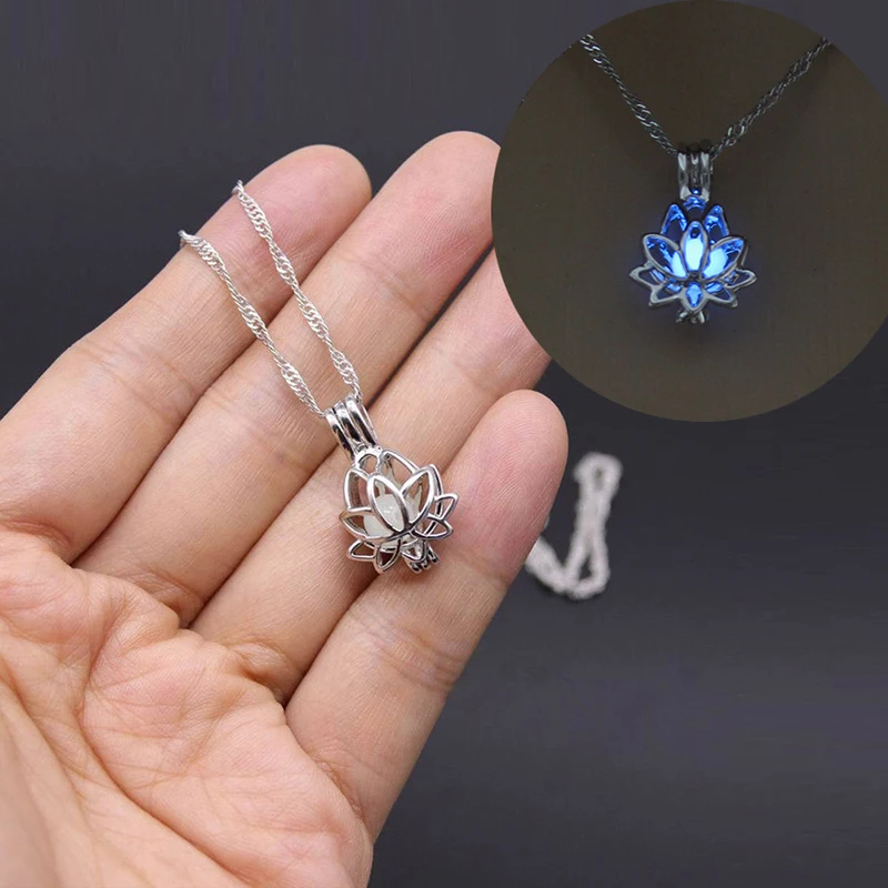 موضة اليوغا الصلاة البوذية مضيئة متوهجة في الظلام القمر لوتس قلادة قلادة للنساء قلادة زهرة بسيطة مجوهرات #2