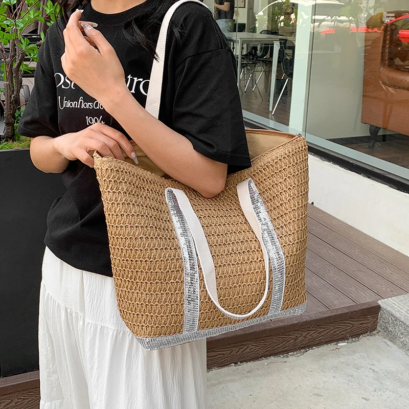 Large Capacity Straw Women\'s Handbag Luxury Designer Underarm Shoulder Bag Fashion Brand Ladies Casual Tote Beach Bag