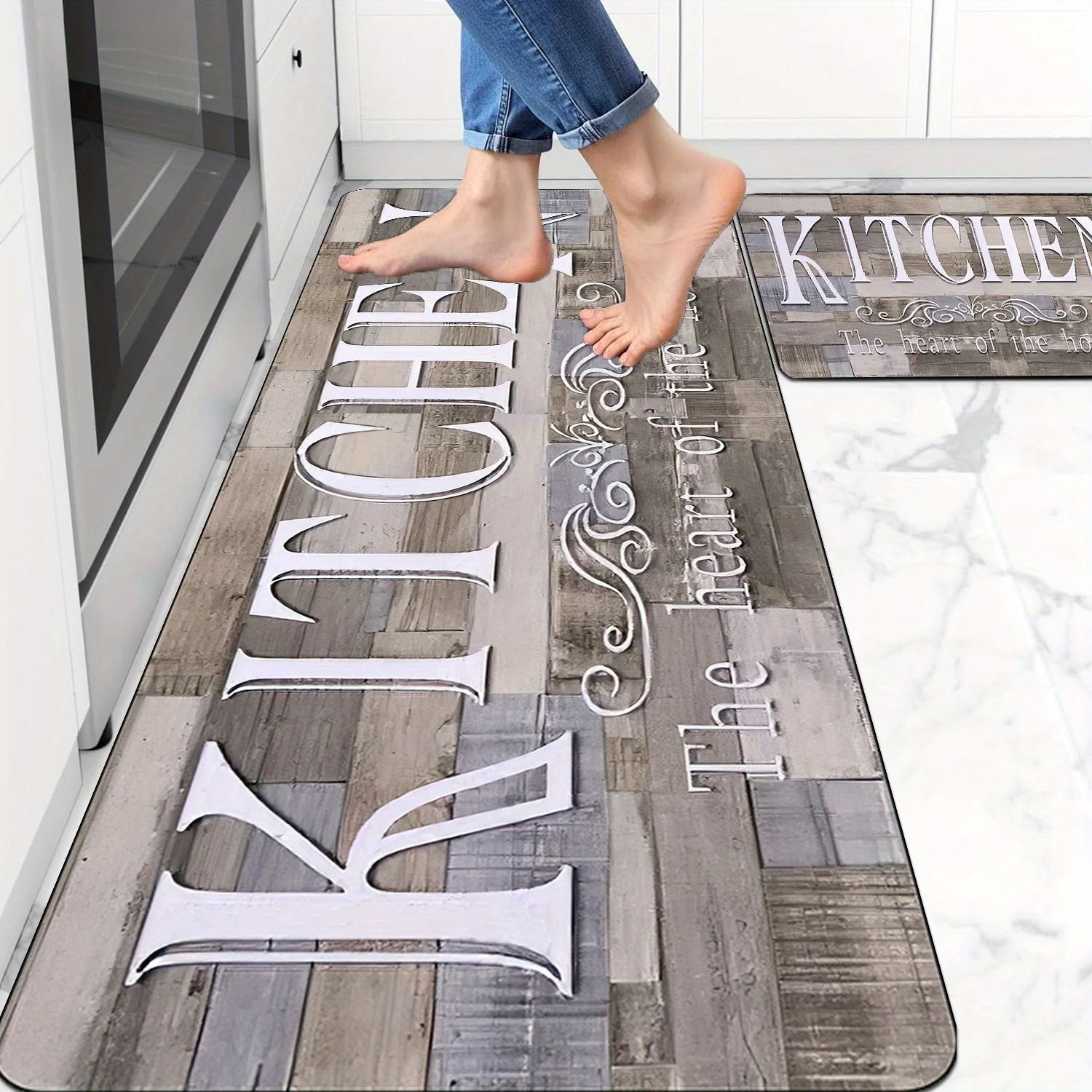 Vintage Wood Graphic Floor Mat Kitchen Dining Room Corridor Patio Front Door mat Bedside Living Sofa 1/2/3pcs Set Home Decor