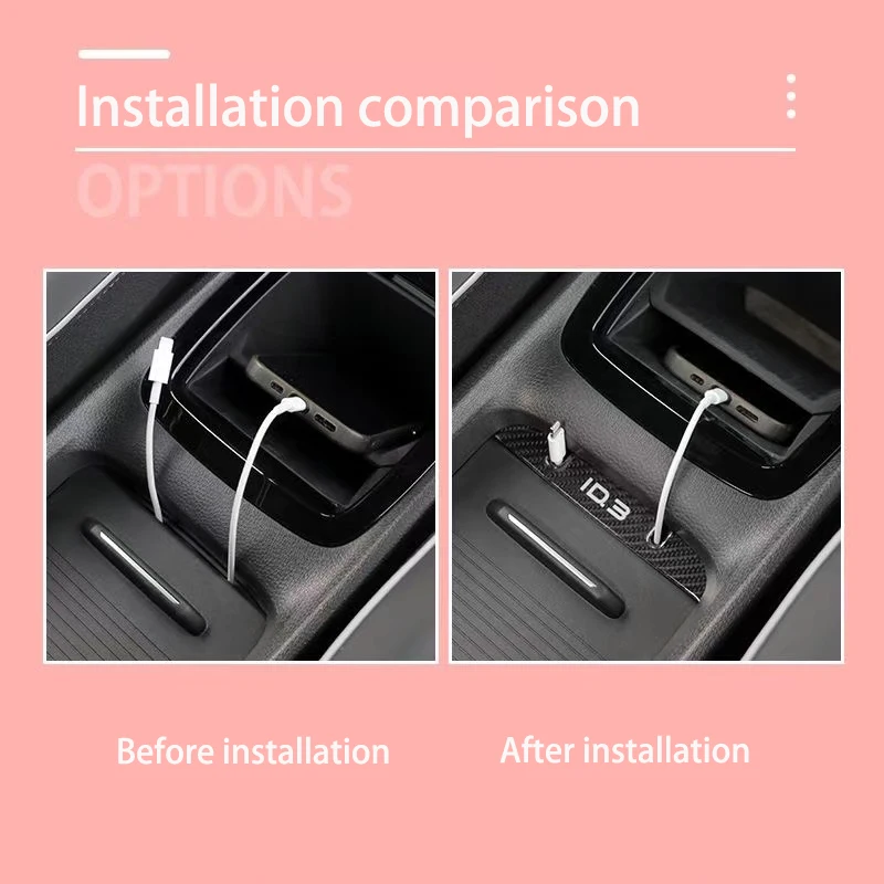 Für Volkswagen VW ID.3 2021 2022 2023 Zentrale Konsole Ladekabel USB Hub Organizer Docking Station Dekoration Zubehör – Detail 3