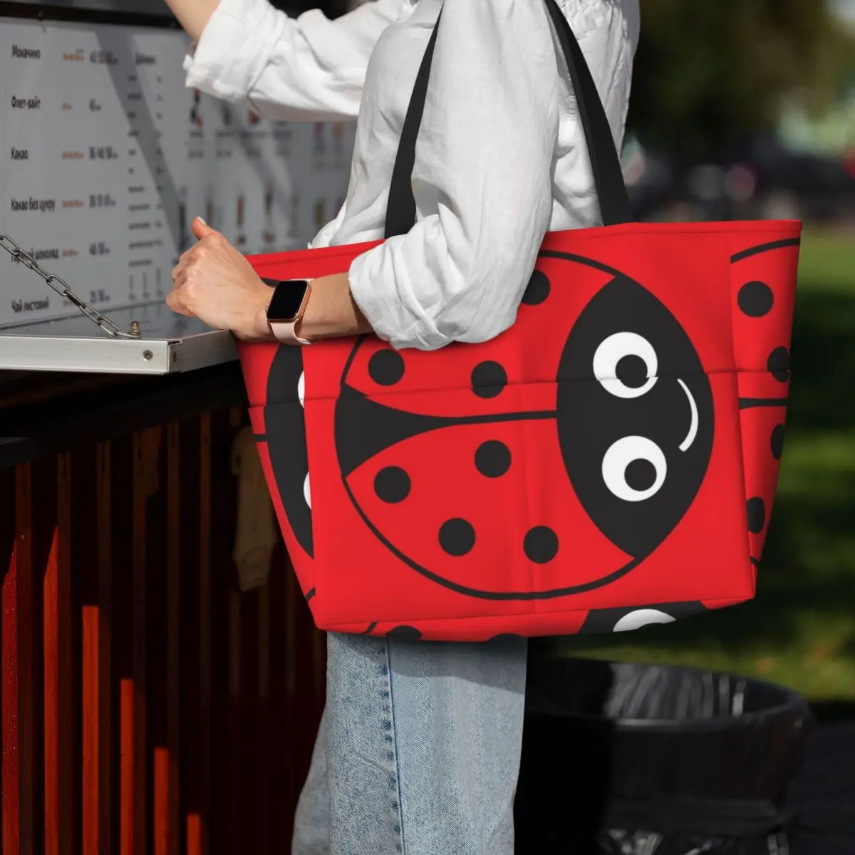 Ladybug Girl Beach Tote Bag Sport Gym Yoga Duffle Large Tote Bag Women Travel Bag Fitness bag