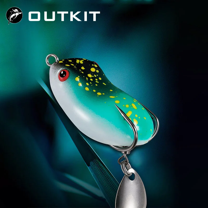 OUTKIT Mini Soft Frog Fishing Lure Spinner Bait Metal Sequin Double Hook Thunder Frog Bait7/12g Topwater Wobblers Swimbait