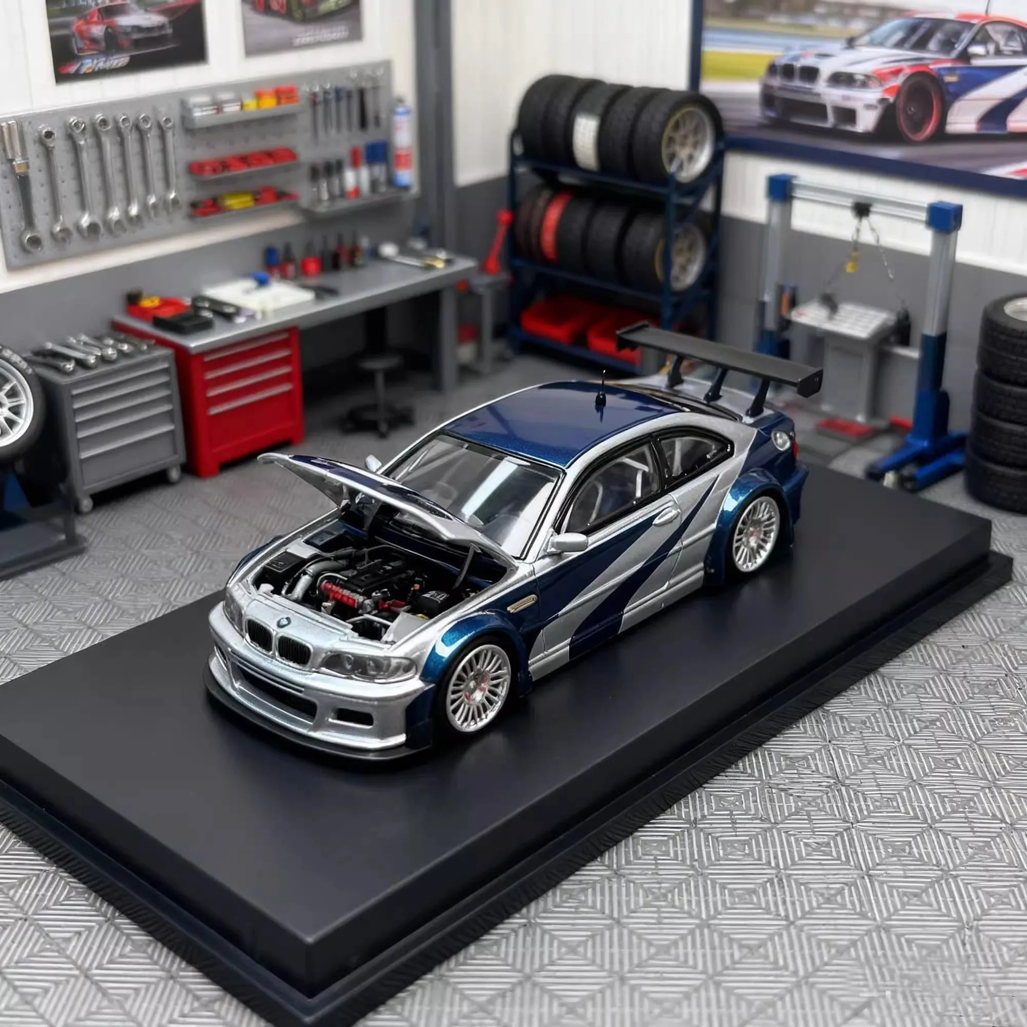 MJ 1:64 M3 GTR NSF capó de motor que se puede abrir modelo de coche de aleación