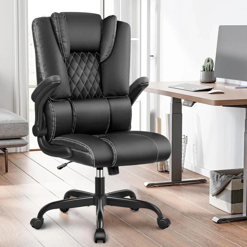 , Executive Chair Home Office Desk Chairs Ergonomic High Back Computer Chair Lumbar Support, Flip-Up Armrest, Swivel Rol