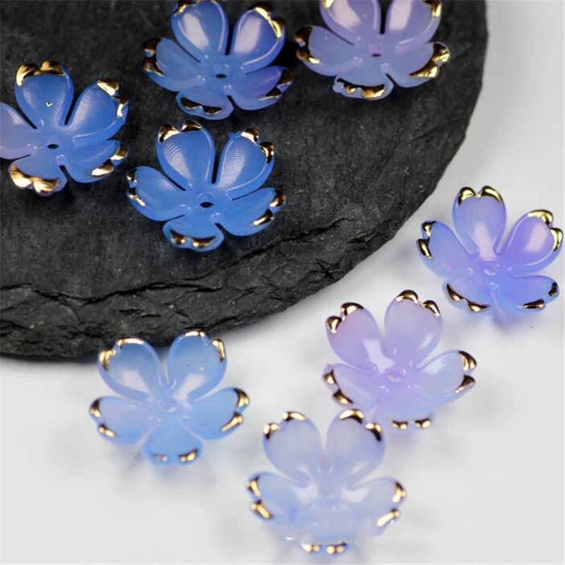 50Pcs/Lot New Torus 19MM Acrylic Flower Beads Petals Charm Connectors Diy Earrings hair Jewelry Making Resin Acessories