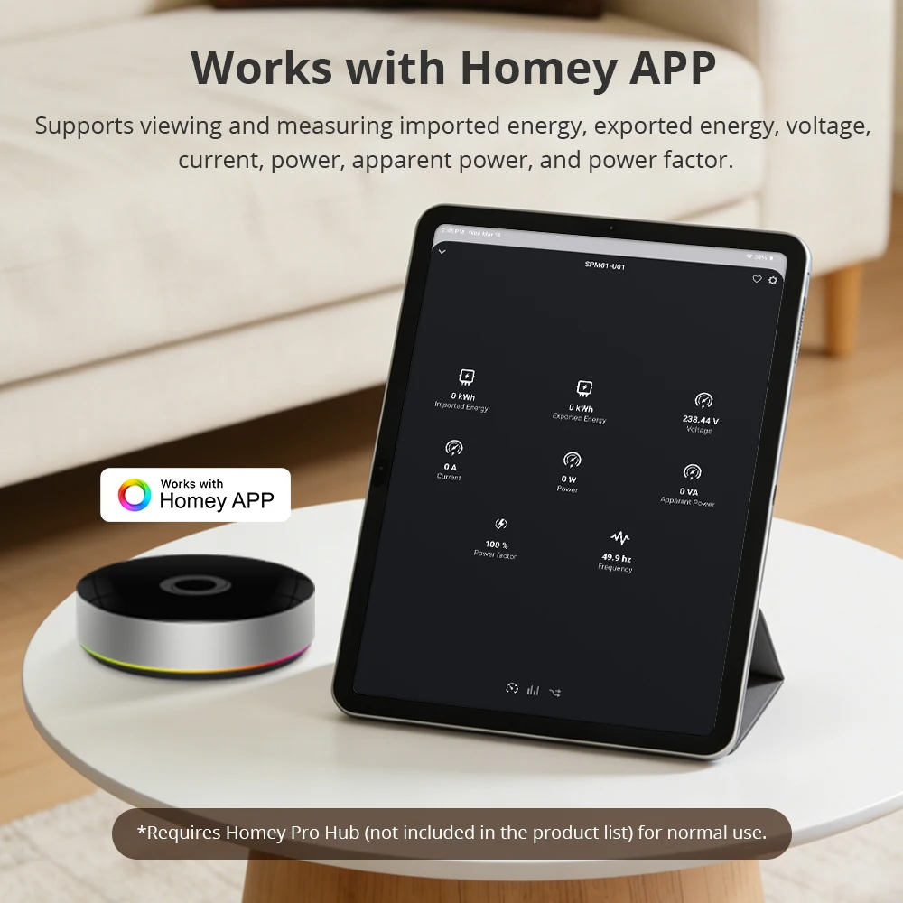 Zemismart Zigbee 3.0 Miernik energii 3-fazowy monitor mocy 63A do pomiarów elektrycznych, współpracuje z Homey, obsługuje Home Assistant przez Z2M — zdjęcie produktu 6
