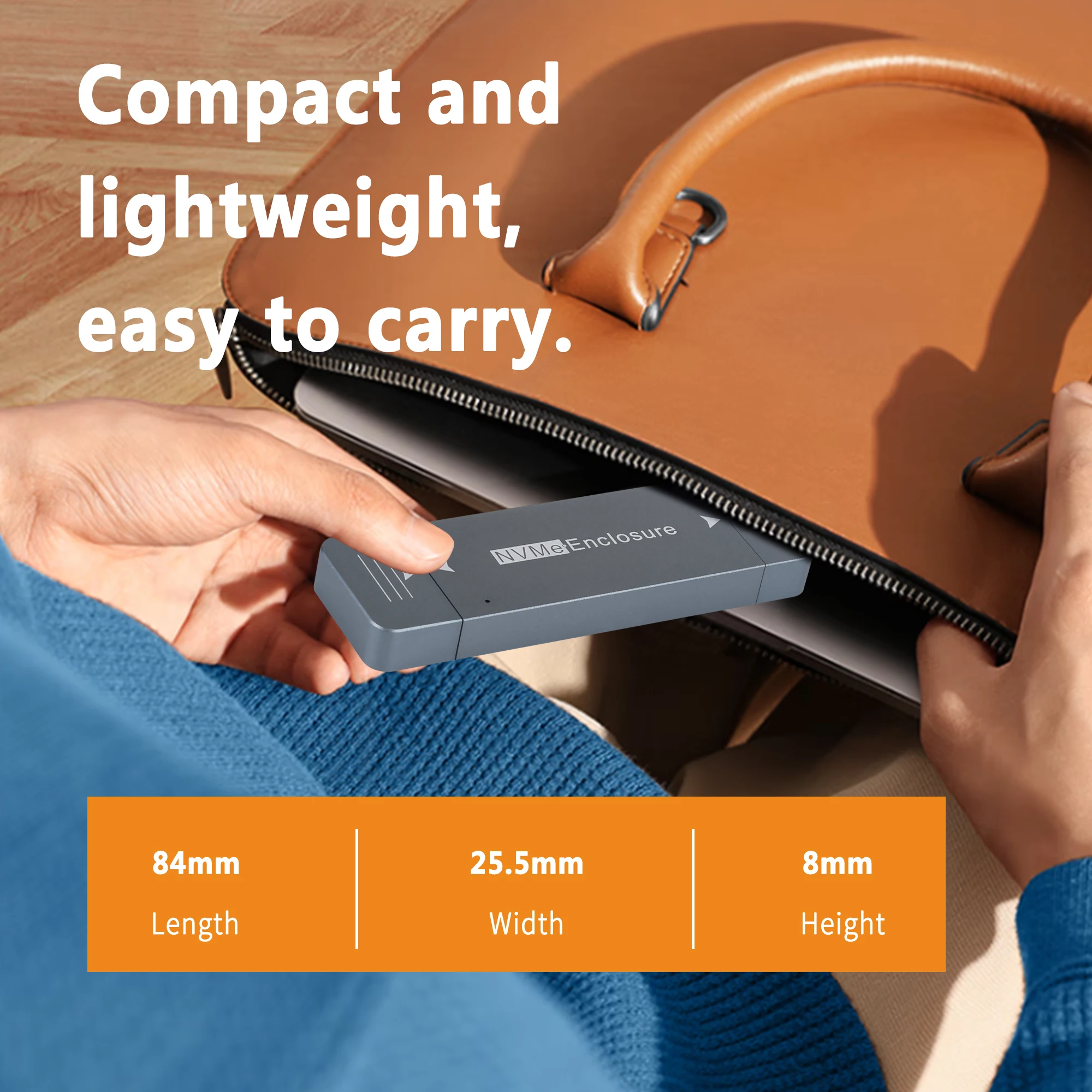 Direct-attach M.2 NVMe Enclosure USB-A ปลั๊ก USB 3.210Gbps In-line อลูมิเนียม 2230 SSD พร้อมแม่เหล็กป้องกันกรณีสําหรับโทรศัพท์