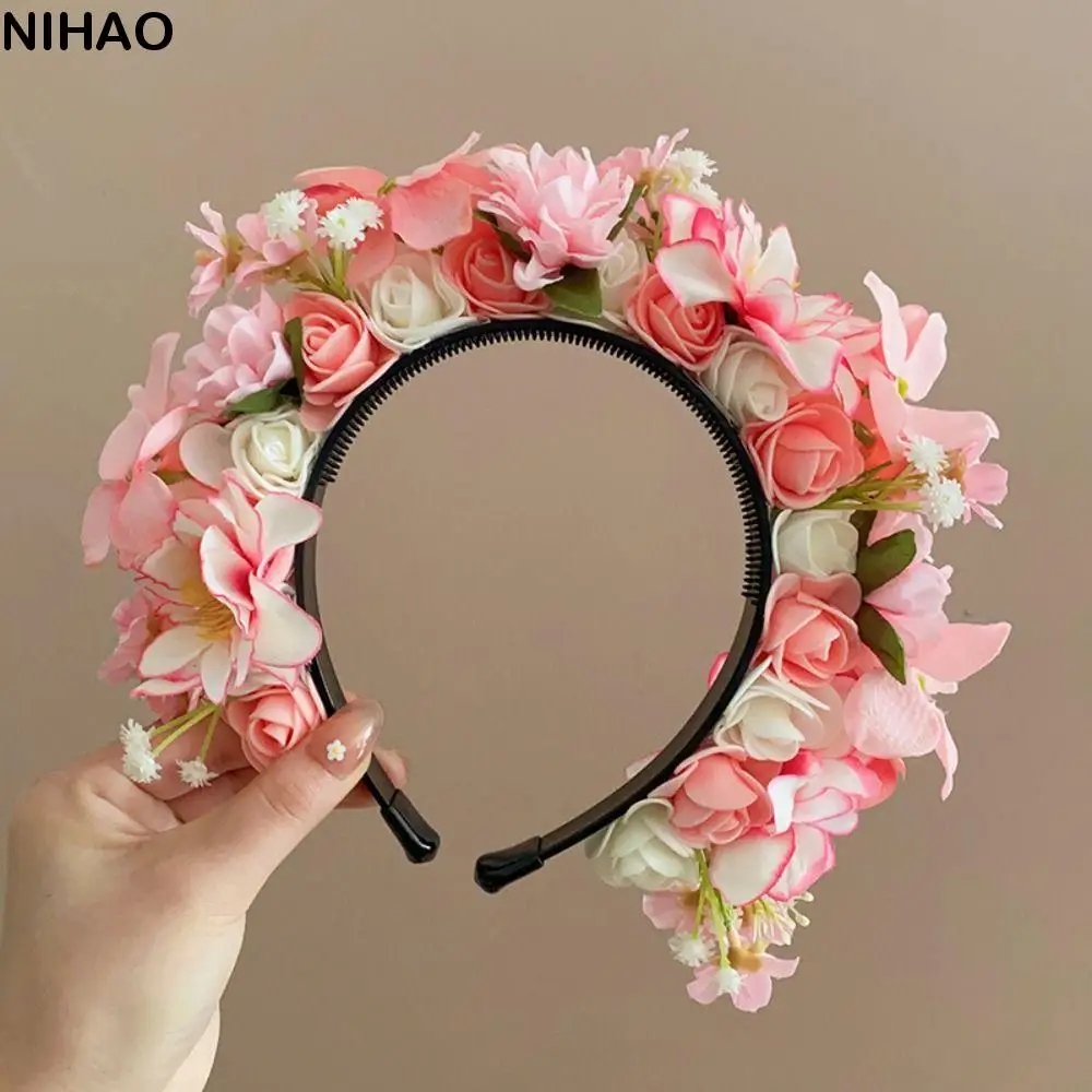 

Cloth Quanzhou Head-pinned Flower Hair Hoop Headdress Simulation Flower Hair Band Garland Hair Accessories