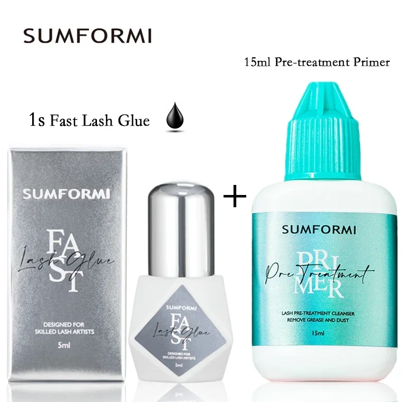 

Sumformi Latex Free 0.5s Dry Adhesive Glue Lash Extension 5ml No Irritation Pre-Treatmnet Deep Clean Primer Eyelash Glue Makeup