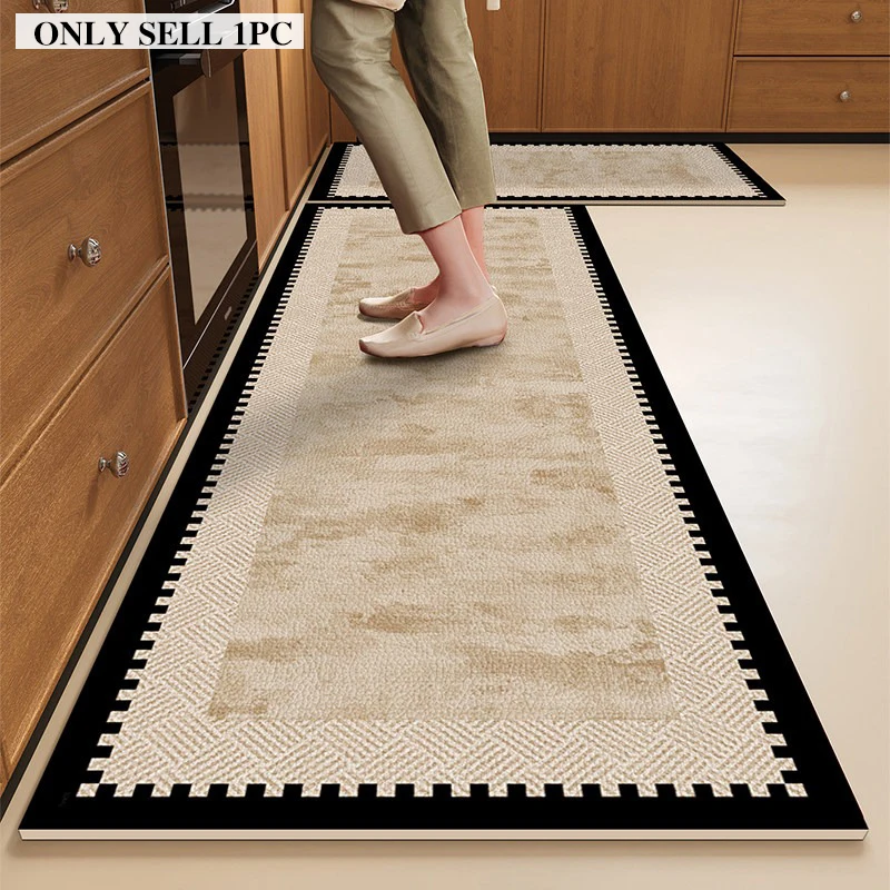 PVC Kitchen Floor Mat Waterproof Leather Carpet Striped Long Foot Mats Oil-proof Non-slip Home Decoration Rug Alfombra De Cocina