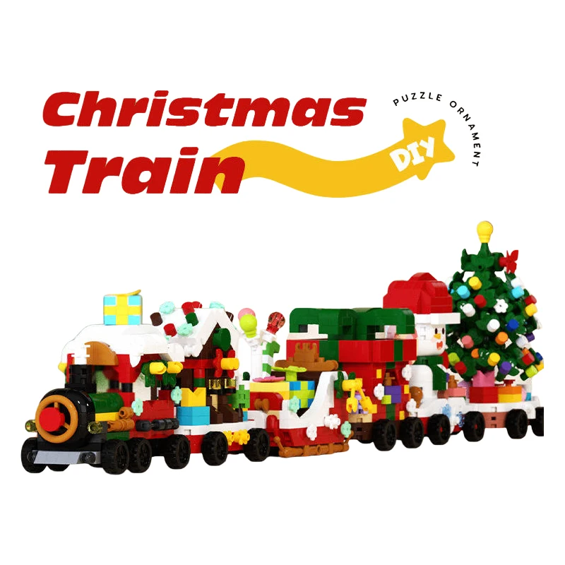 مجموعة مكعبات بناء صغيرة لعيد الميلاد يمكنك صنعها بنفسك شجرة القطار سانتا كلوز العمارة شجرة عيد الميلاد بيت الثلج مجموعة مكعبات البناء لعبة هدية