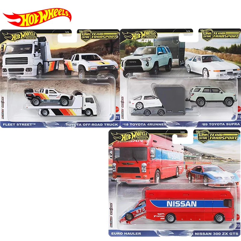 Mattel Hot Wheels Car Culture Premium Team Transport Hauler Nissan Toyota Off-road Supra Models Boys Toys 1/64 Metal Automobile