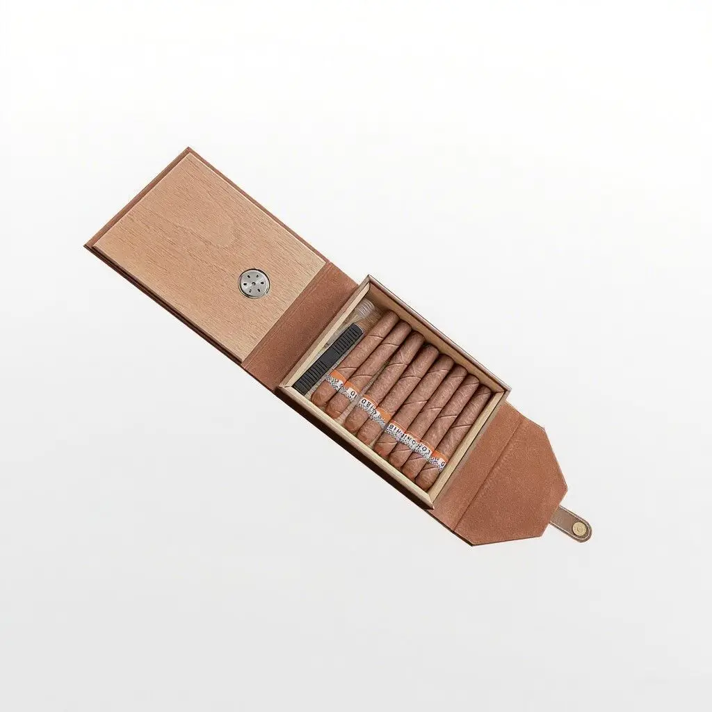 A Beautiful 5-8 Inch Capacity Portable Travel Cigar Humidifier Box, Convenient For Carrying At Any Time And Anywhere.
