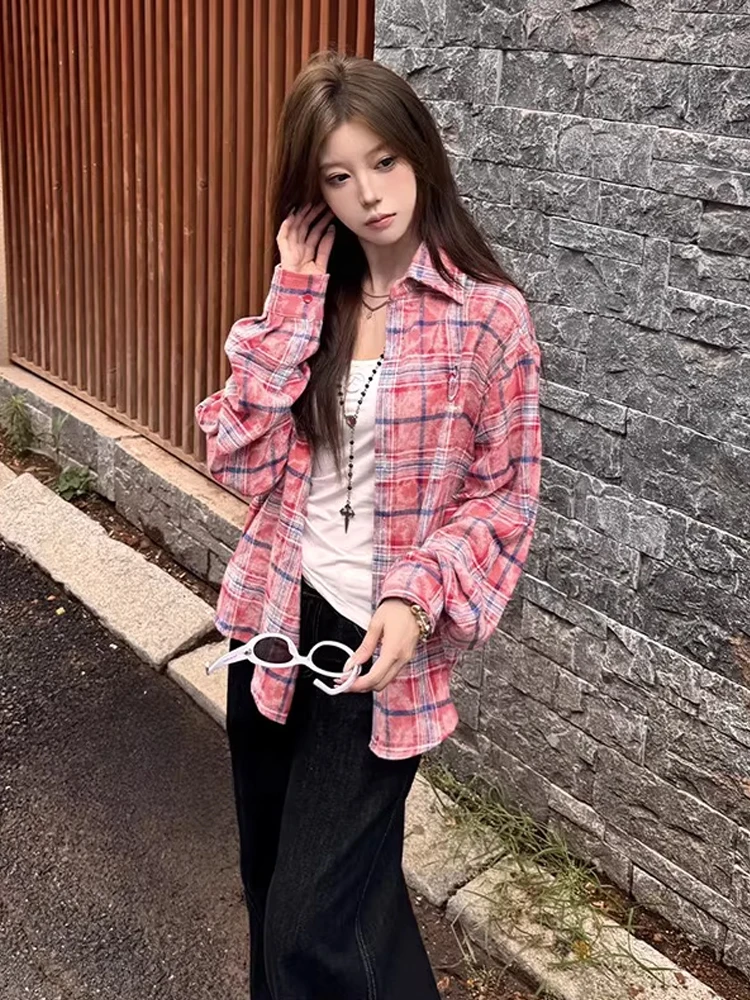 

Dopne adient Plaid Long Sve irt Повседневная верхняя одежда для мужчин и женщин Осенний сезон Высокое качество Винтаж Sle на пуговицах