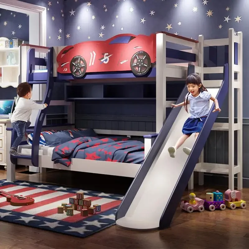 Children bunk beds, bunk beds, high and low beds, boys, mothers and children, solid wood, space furniture, combined beds