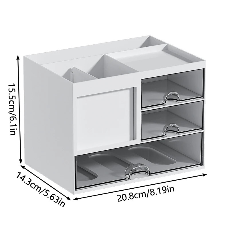 Caja de almacenamiento transparente para escritorio, cajón estilo Escritorio, papelería de oficina para dormitorio, caja de almacenamiento de cosméticos, estante de almacenamiento