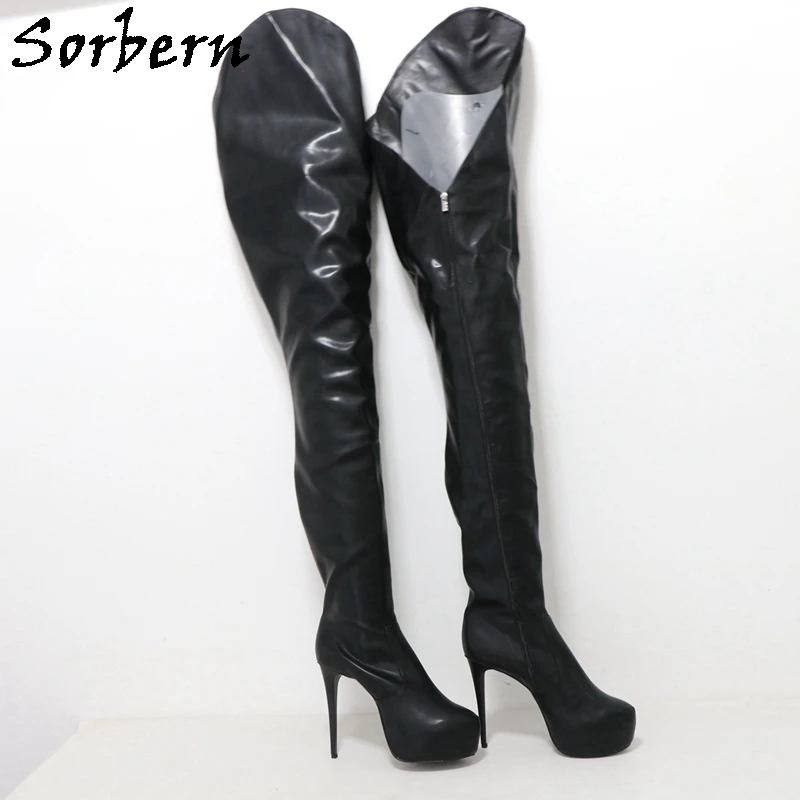 

Sorbern Customized 80cm Long Boots Women Crotch Thigh High Heel Platform Asymmetry Outside Long Inside Short For