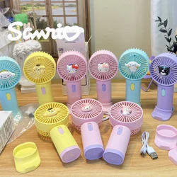 Hello Kitty Sanrio Anime My Melody Kuromi Cinnamoroll Cute Fashion Cartoon Portable Usb Charge Fan Air Cooler Small Gift Fans