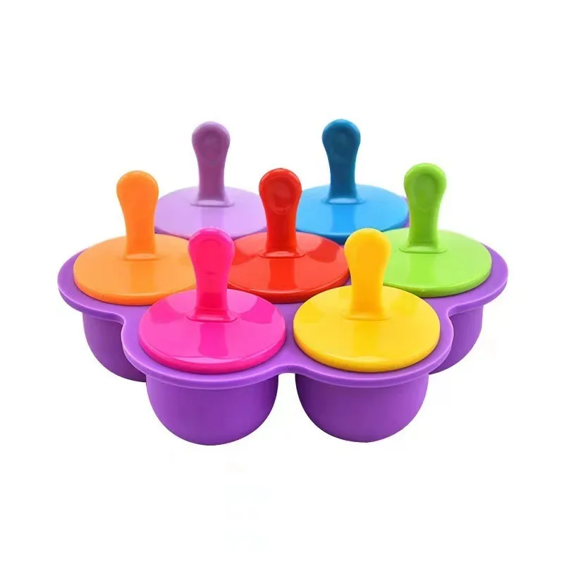 

1Pc 7 Holes Silicone Mold Baby Fruit Shake Popsicles Molds Home Kitchen Accessories Tool Ice Cream Ball Maker Diy Ice Cream Pops