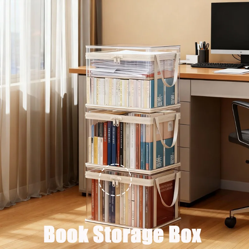 

1/2/3Pc Classic Clear Book Organizer Foldable & Durable Transparent Storage Box for Book Magazines Home Organiseurs De Rangement