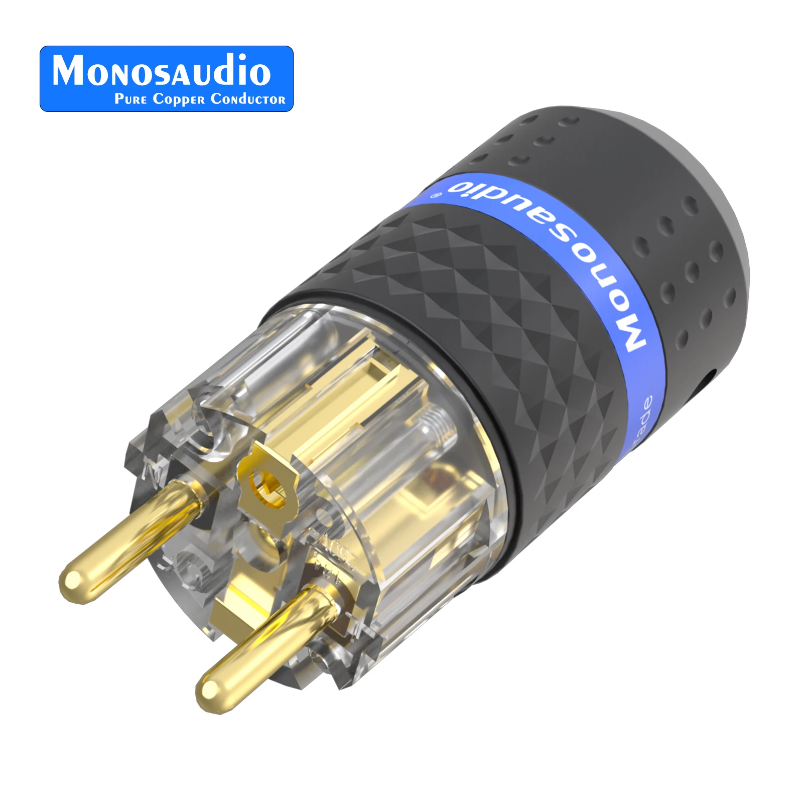 โมโนเสียดิโอ E103G/F103G ชูโก้ปลั๊กไฟขั้วต่อชุบทอง 99.998% ทองแดงบริสุทธิ์ IEC หญิงสายไฟ AC สายไฟ