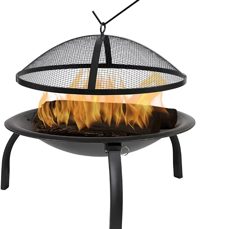 Portable Fire Pit Outdoor Wood Burning Smoker Charcoal BBQ Fire Pit Bowl Patio Small Fire Pit Outdoor Camping BBQ