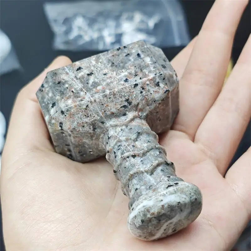 Natural Yooperlite Hammer Carving Figurine Healing Gemstones Crafts Gift Home Decoration 1PCS